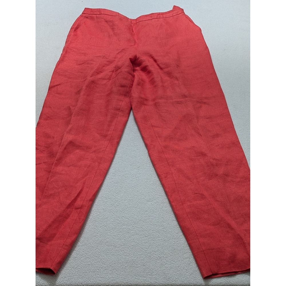 Talbots Irish Linen Pants Womens 12 Coral Red Canvas Tapered Trousers